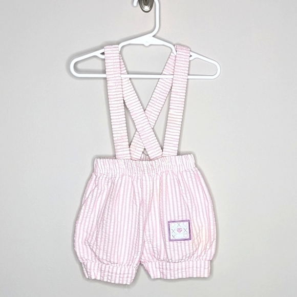 Vintage Camptown XO Valentine Seersucker Overall Suspender 2T - Picture 1 of 7